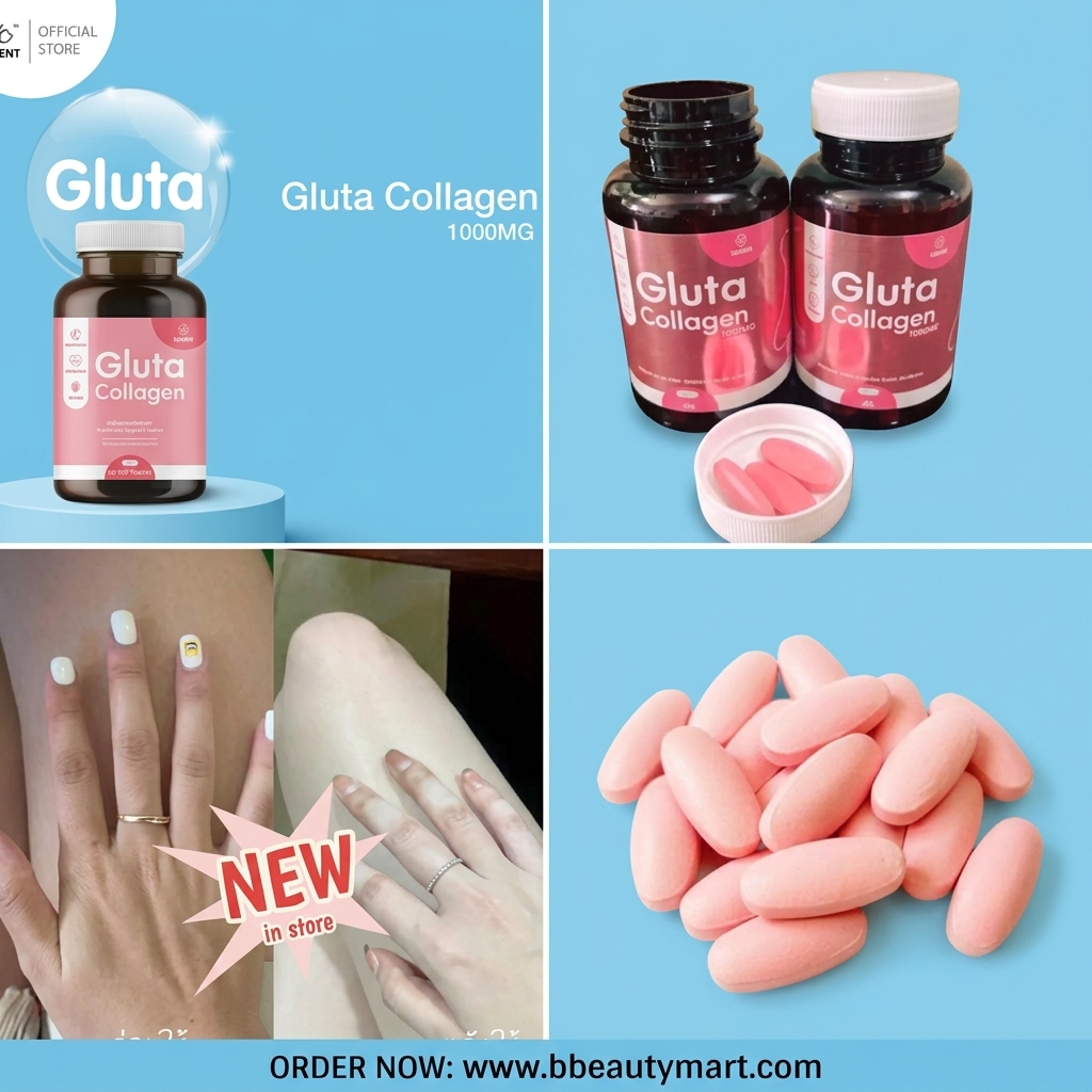 INZENT Gluta Collagen is a dietary supplement formulated to support skin brightening, hydration, and anti-aging
