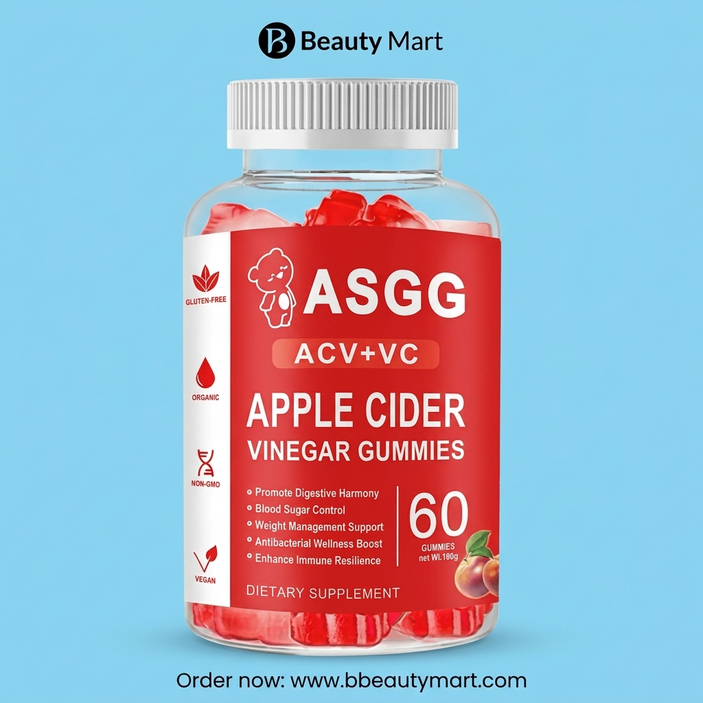 ASGG ACV + VC Apple Cider Vinegar Gummies (60 Gummies, Dietary Supplement)