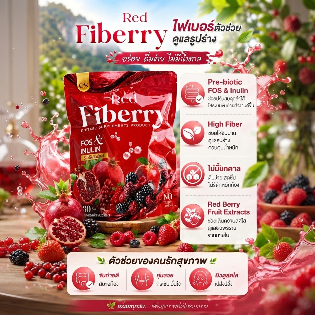 Red Fiberry Dietary Supplement, a prebiotic dietary fiber drink mix