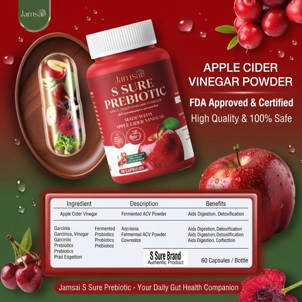 Jamsai S Sure Prebiotic APPLE CIDER VINEGAR Weight loss capsules 20 capsules