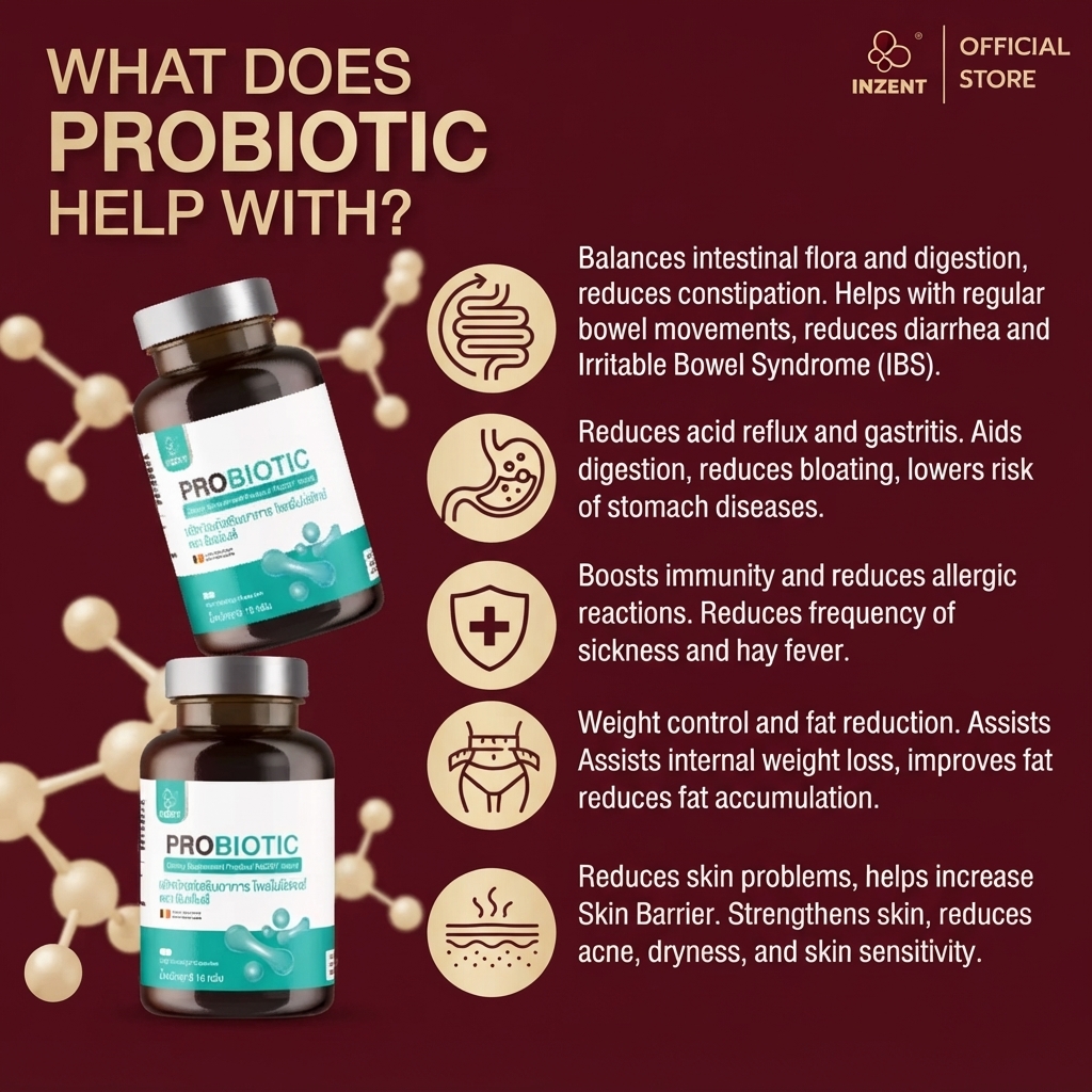 The INZENT Probiotic supplement in a 30-capsule
