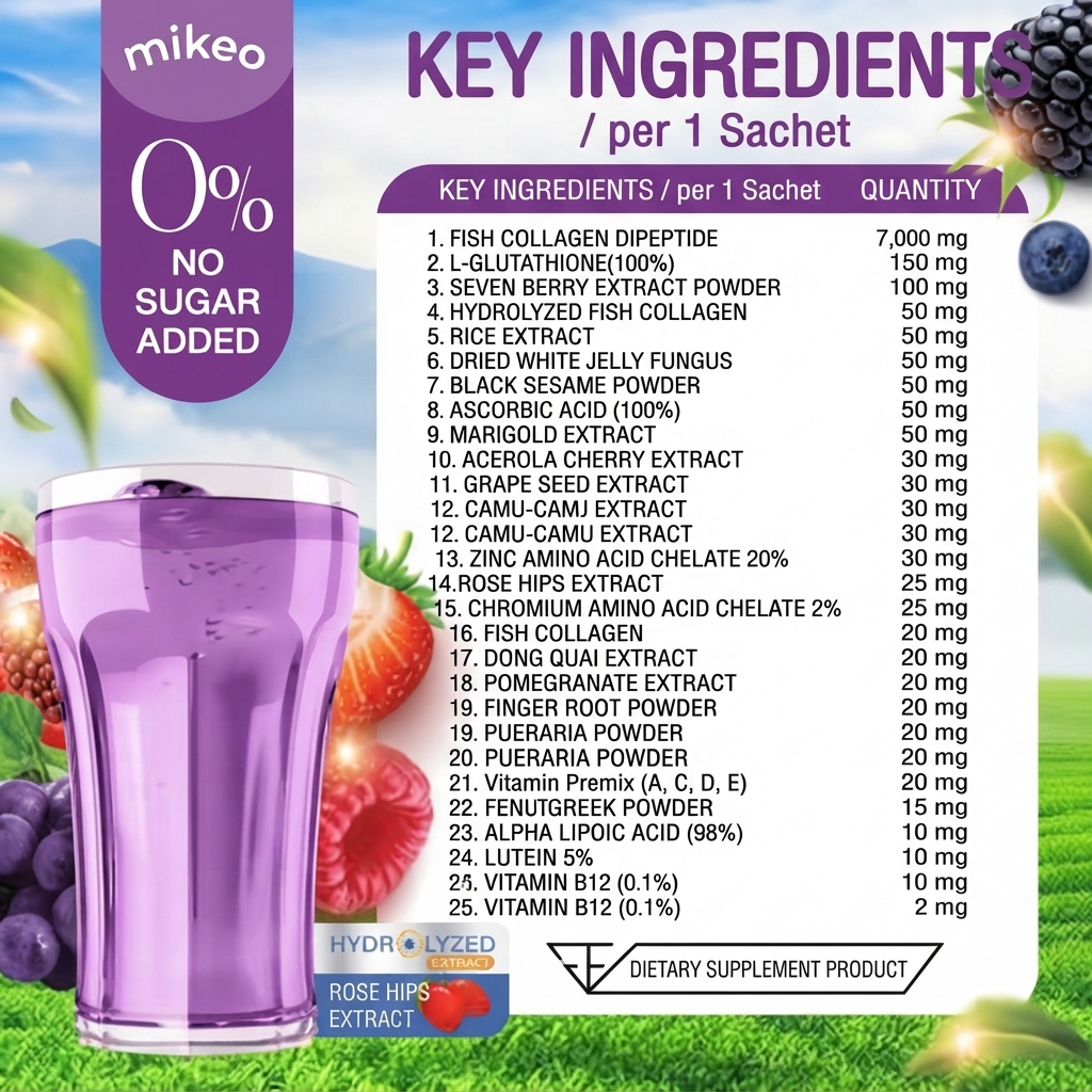 Mikeo Collagen  Berry Zinc Dietary Supplement (30 Sachets)