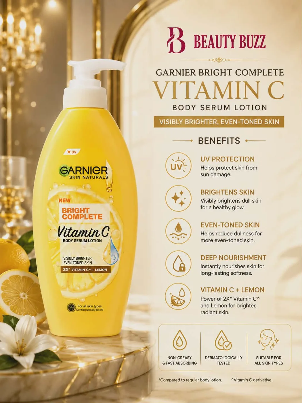 Garnier Bright Body Serum Lotion 400ml