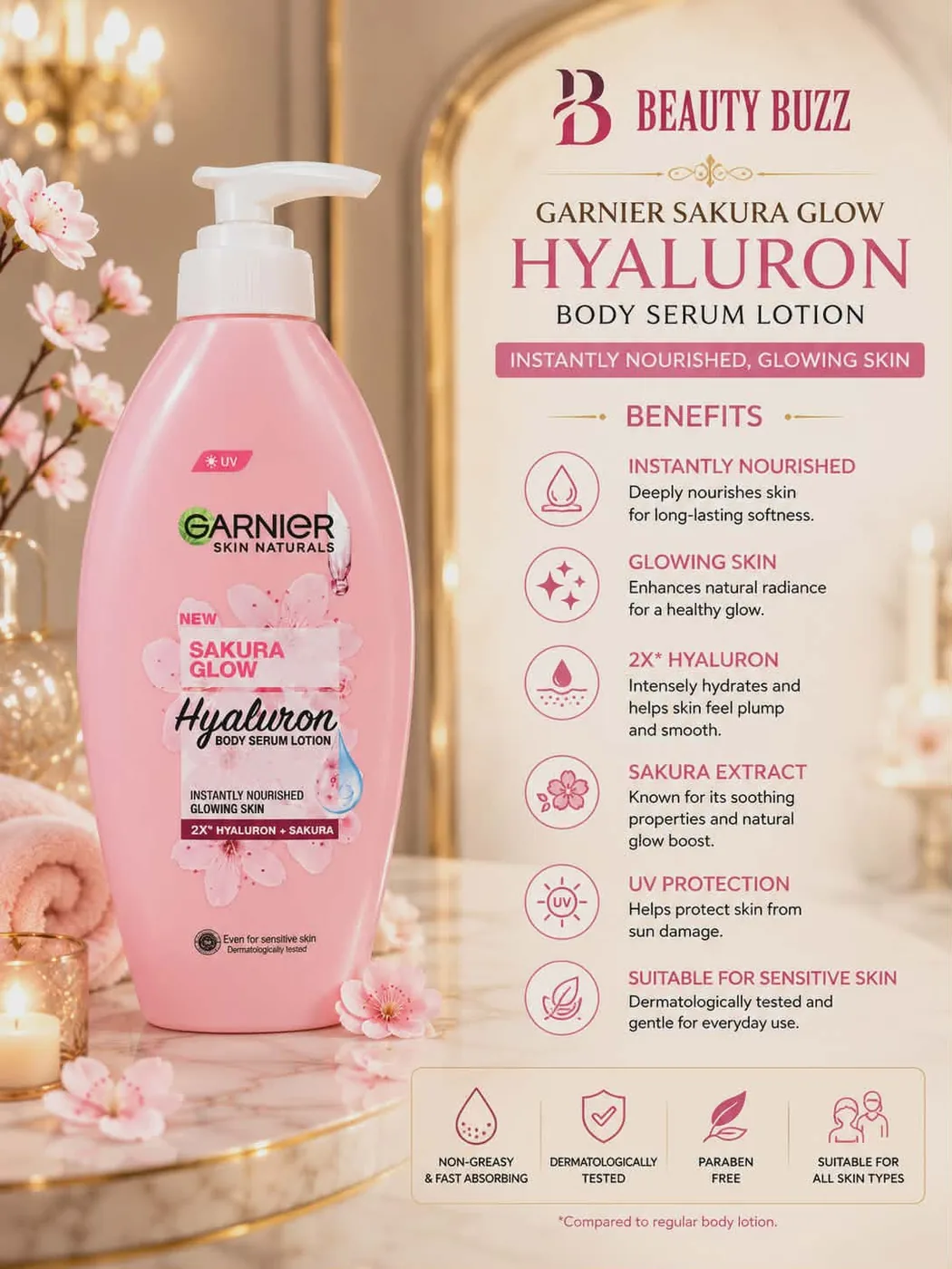 Garnier Bright Body Serum Lotion 400ml